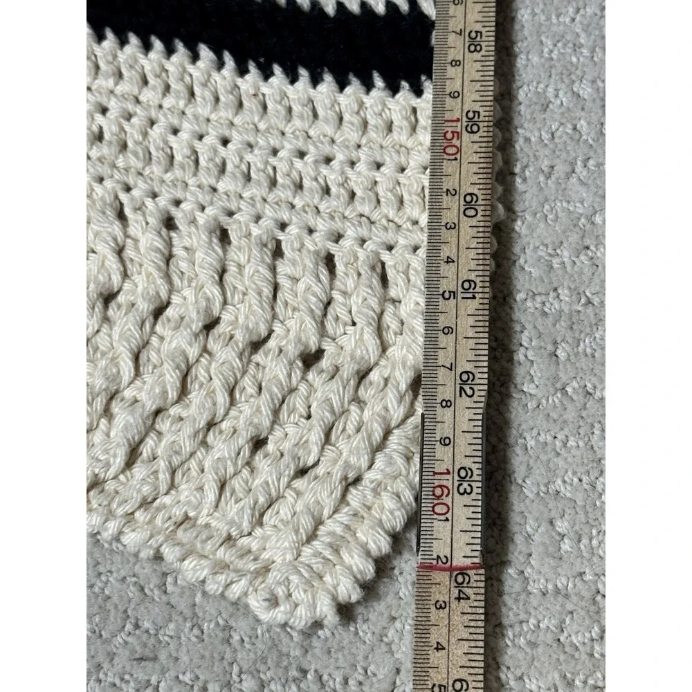 33x63 Green, Cream, Black Striped‎ Afghan/throw Blanket